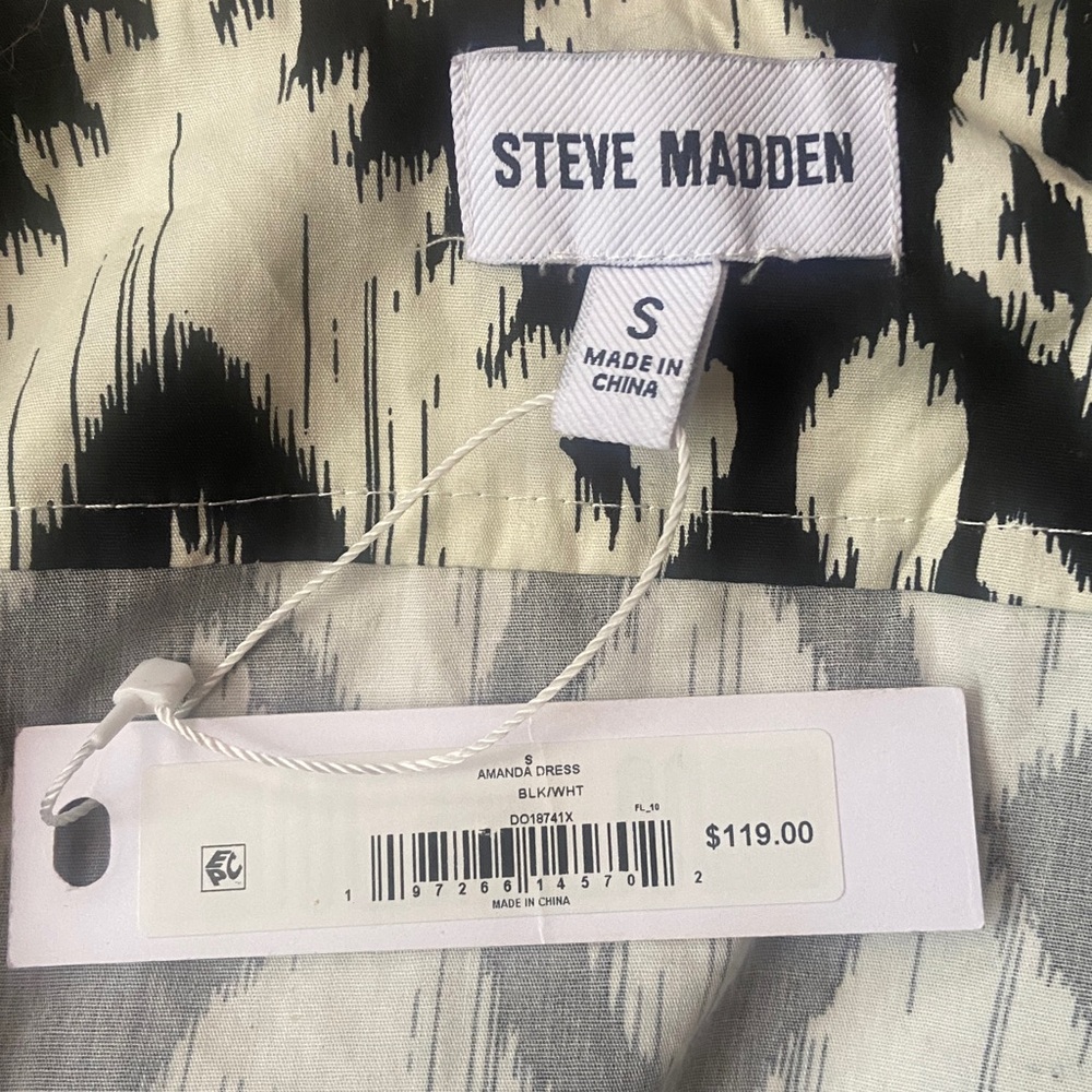 Steve Madden Black and Cream Printed Tie-Front Maxi Dress - Picture 3 of 9